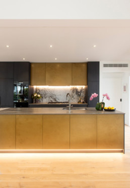 aged brass cupboards, antique brass, liquid metal, metal veneer