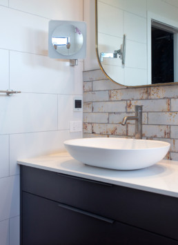 gunmetal bronze, bathroom cabinets, liquid metal, metal veneer