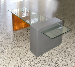 coffee table, iron rust, liquid metal, metal veneer