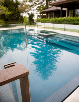Bronze pool fence, liquid metal, metal veneer