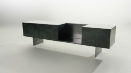 Decorative metal design, galaxy cabinet by David Shaw; liquid metal; decorative metal coating