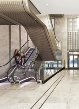 Liquid metal; Harrods escalators; champagne gold liquid metal; decorative metal coating; metal veneer