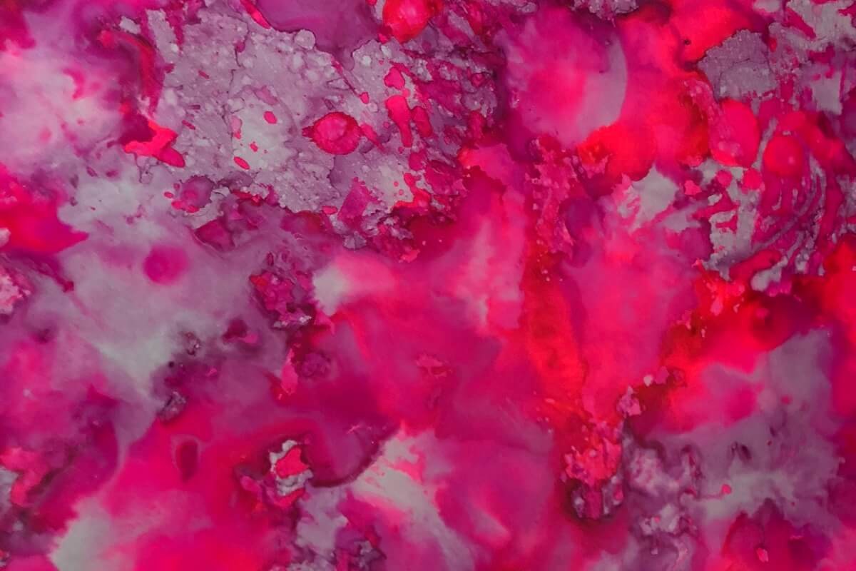 aluminium liquid metal; pink fluorescent patina