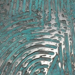 Metalier liquid metal smoky bronze transition pattern with green patina