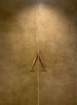 Commercial doors; aged brass; liquid metal; patina; brass metal veneer; antique brass; decorative metal coating;