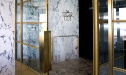 The Sugar Club, Brass entrance doors in Metalier liquid metal
