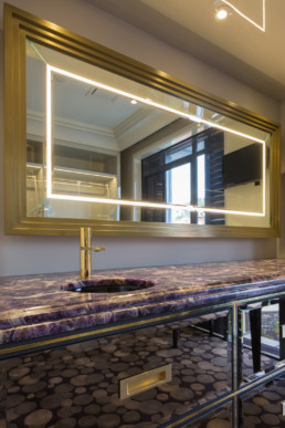 Gold Mirror: Metalier liquid metal by Bonham Interiors; mirror surrounds; liquid metal