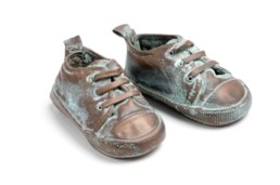 patinated bronze baby shoes: Metalier liquid metal