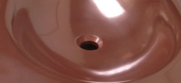 copper basin; polished copper basin