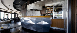 metal veneer; aluminium decorative metal coating; liquid metal; restaurant bar