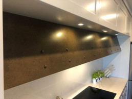 Rangehood; liquid metal rangehood; rangehood design; kitchen design; smoky bronze; smokey bronze; liquid metal; metal veneer