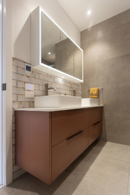 Rose gold, bathroom cabinets, bathroom vanity; liquid metal; metal veneer