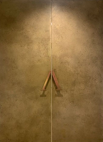 Commercial doors; aged brass; liquid metal; patina; brass metal veneer; antique brass; decorative metal coating;