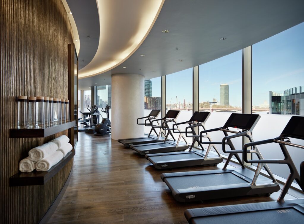 Metalier liquid metal fluted bronze wall panels in a high-end luxury gym and wellness center – Australia.