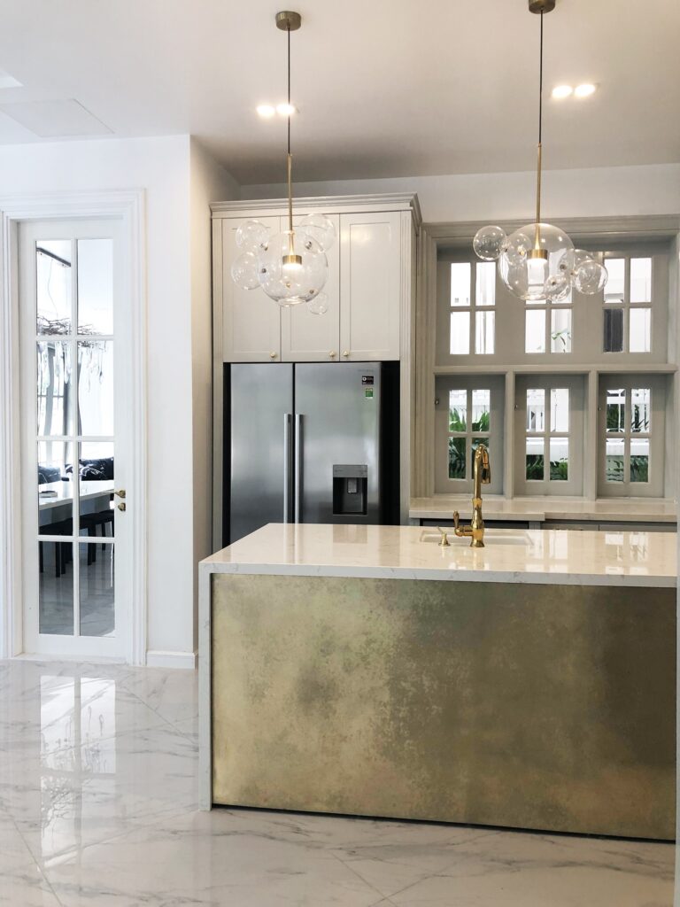Metalier Champagne ombré finish with graduated patina