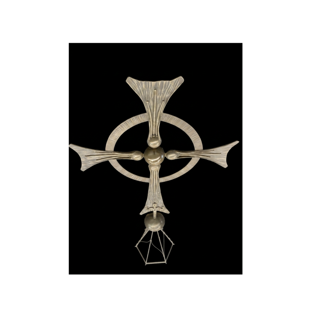 Detailed chruch cross with Metalier real metal finish before installation